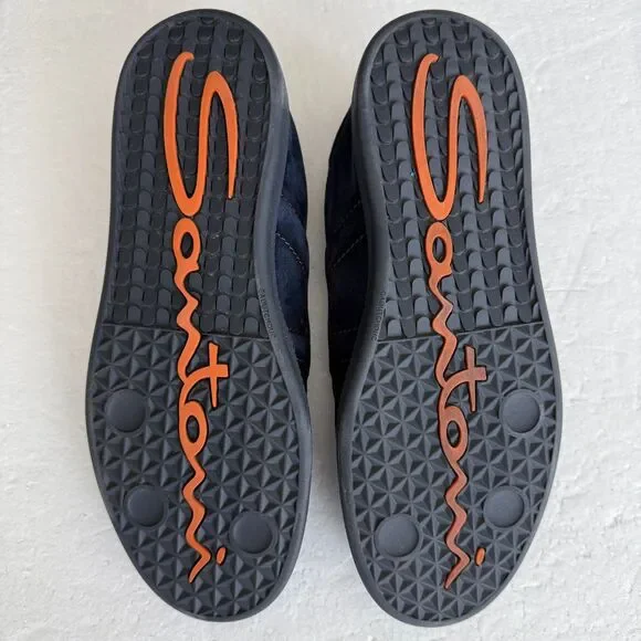 Size 7.5 - Santoni Men's Navy Cube Suede Low-Top Sneakers MADE IN ITALY - Picture 8 of 11